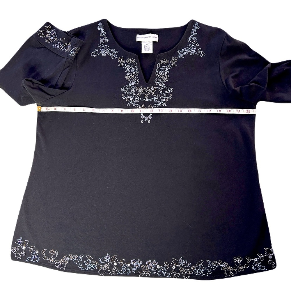 Susan Graver Black Tunic with Delicate Embroidery - Picture 4 of 8